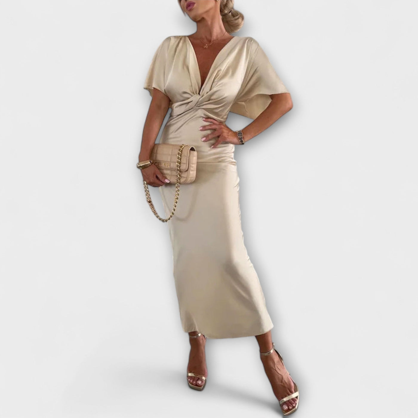 Sable | Solides Satin Maxi Kleid