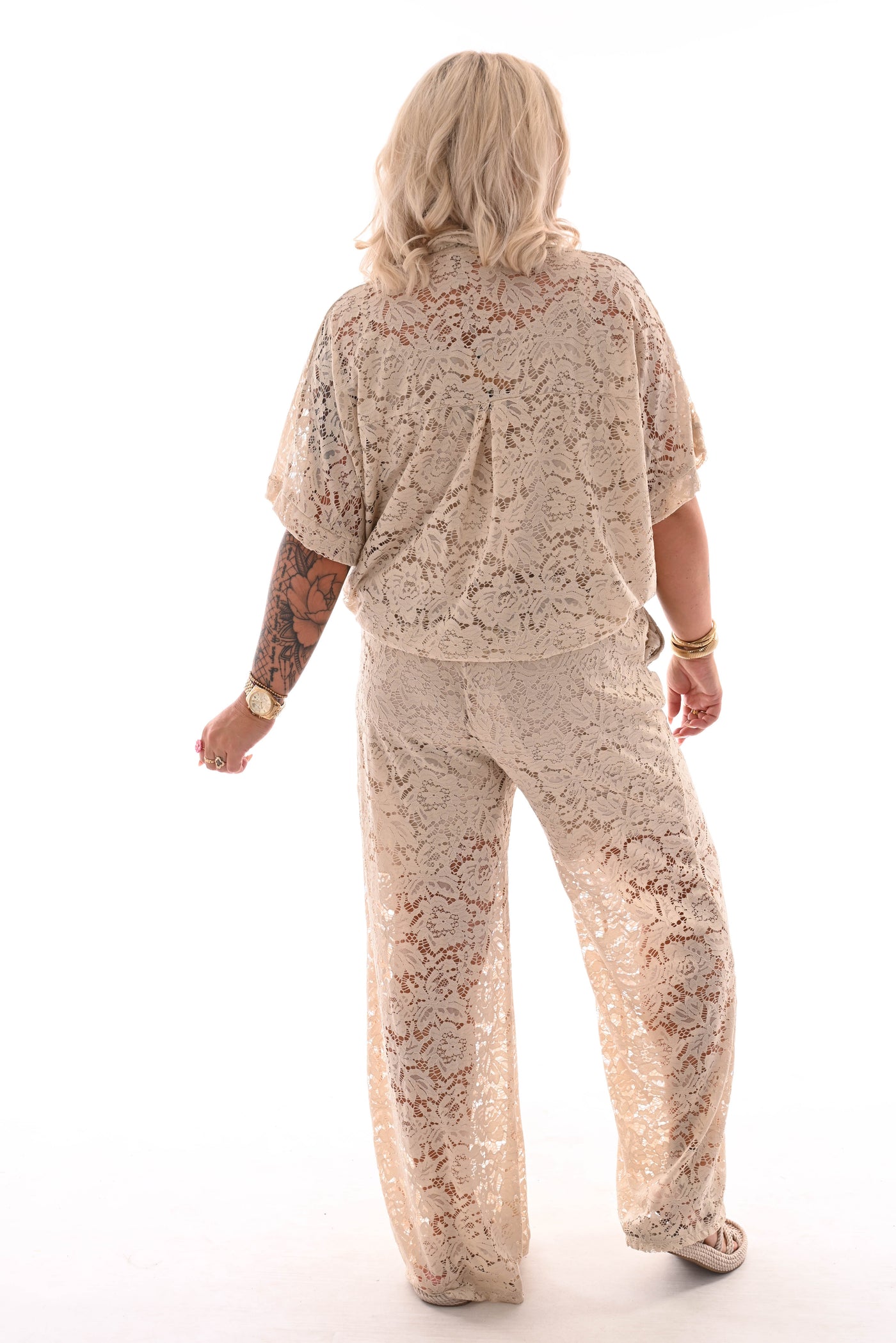 Lucia | Zweiteiliges Set mit Spitzenapplikation beige