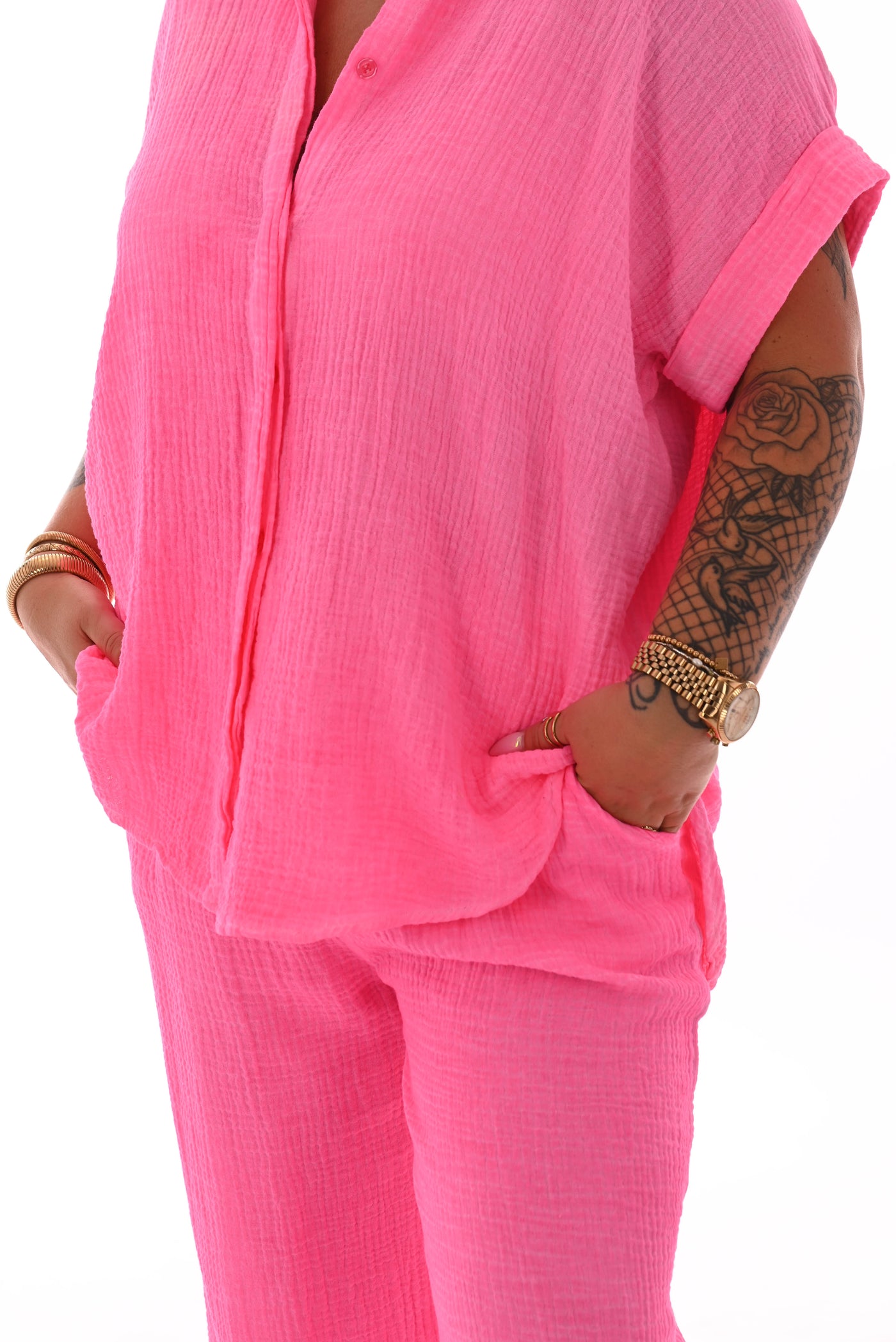 Lora | Zweiteiliges Waffelset hellrosa