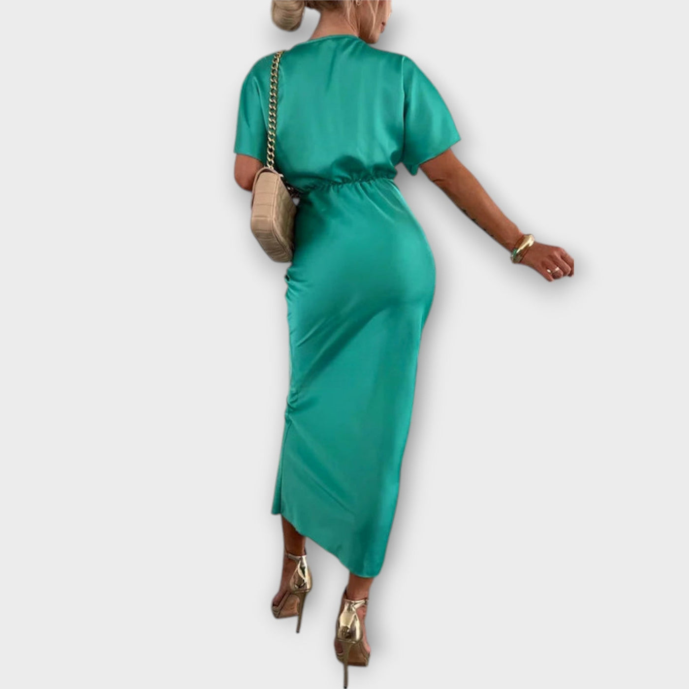 Sable | Solides Satin Maxi Kleid