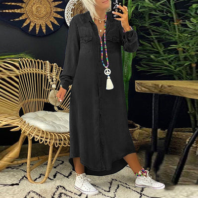 Lina | Langärmiges Maxikleid aus Denim