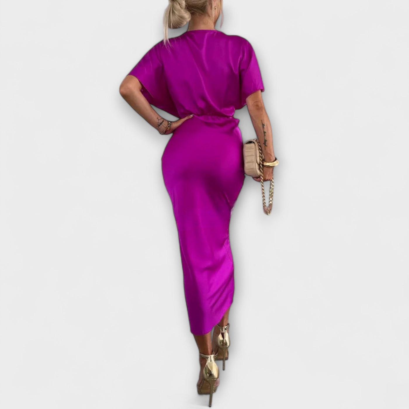 Sable | Solides Satin Maxi Kleid