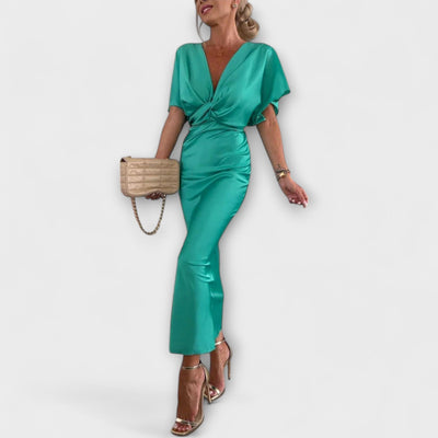 Sable | Solides Satin Maxi Kleid